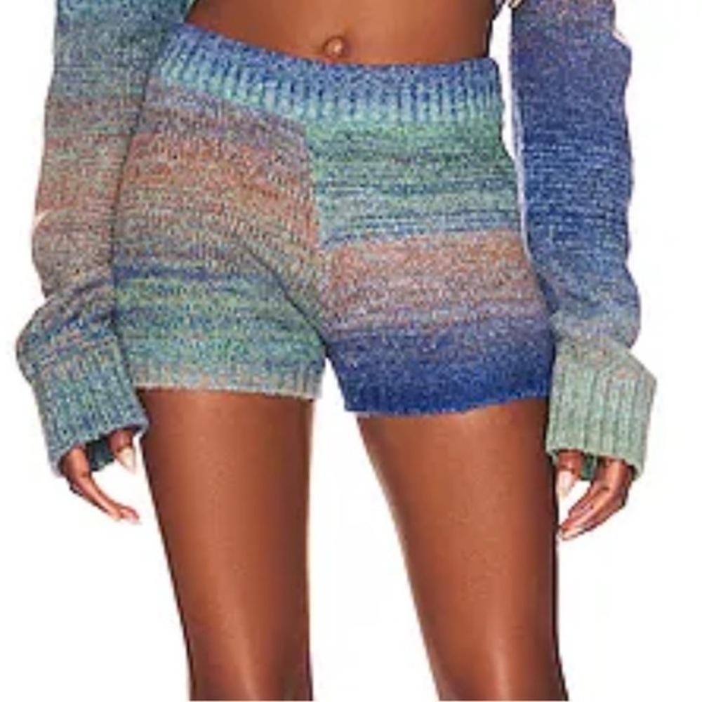 L*Space Blue Norrebro Ombre Sweater Knit Zoe Shorts Y2K Retro NWT XS #1637